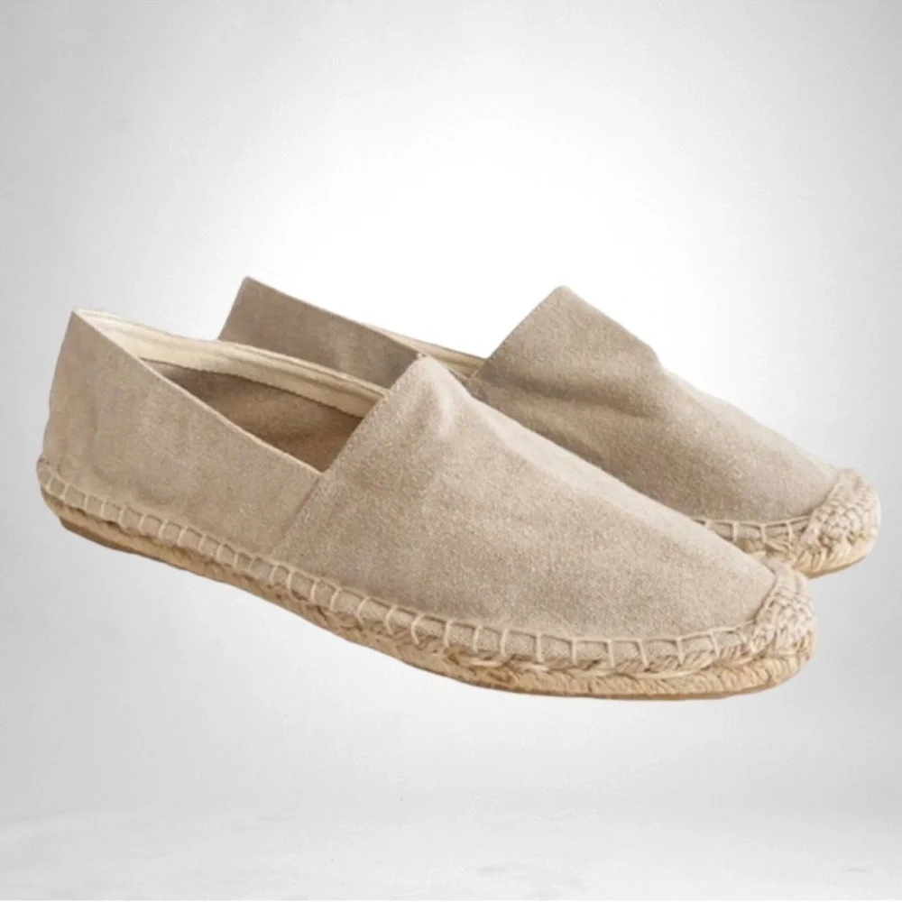 J.Crew Flat Canvas & Jute Espadrille Light Beige SZ 10